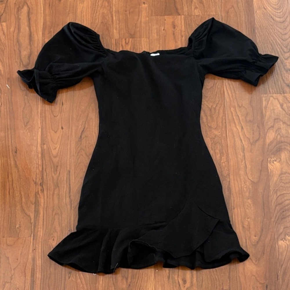 Princess Polly Black Puff Sleeve Mini Dress